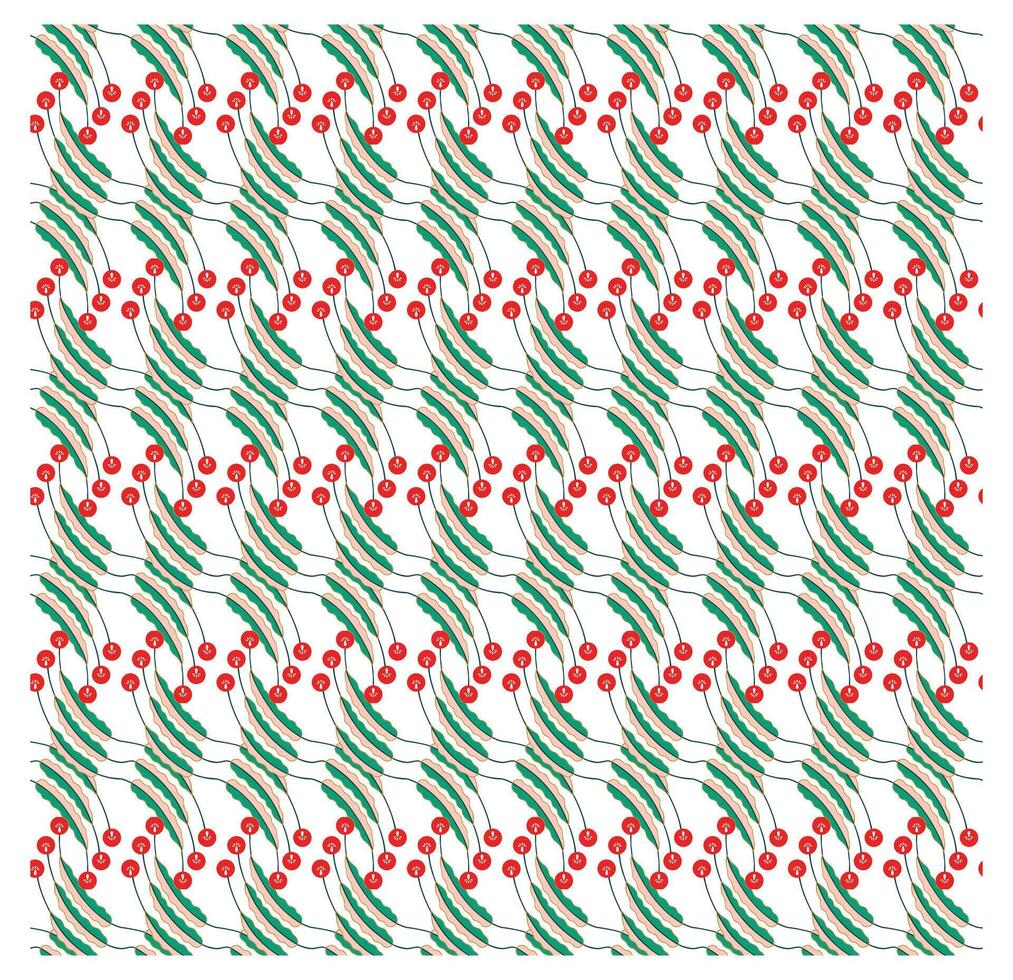 Pattern with wavy lines and red tomato illustrations on a white background. vector
