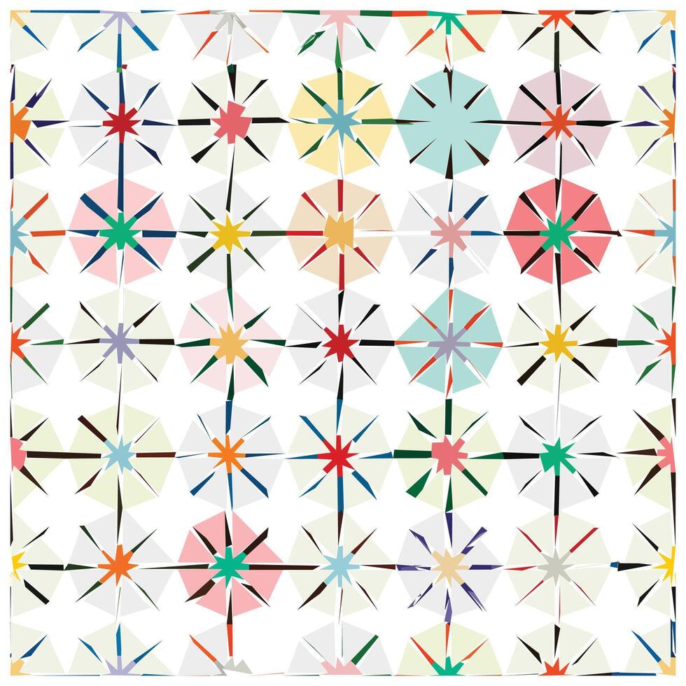 A colorful geometric pattern with overlapping circles and lines. vector