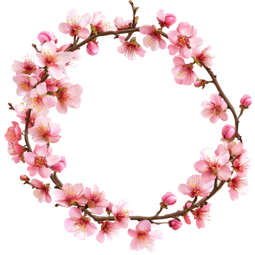 Wreath of Pink Flowers on a Branch png