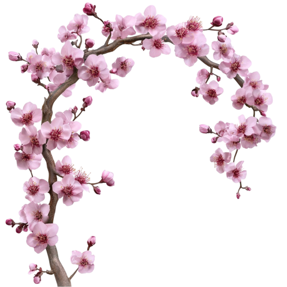 Spring Cherry Blossom Branch Full of Pink Blooms png