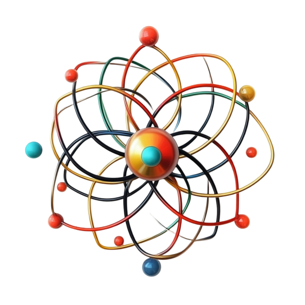 Atom Model with Colorful Spheres png