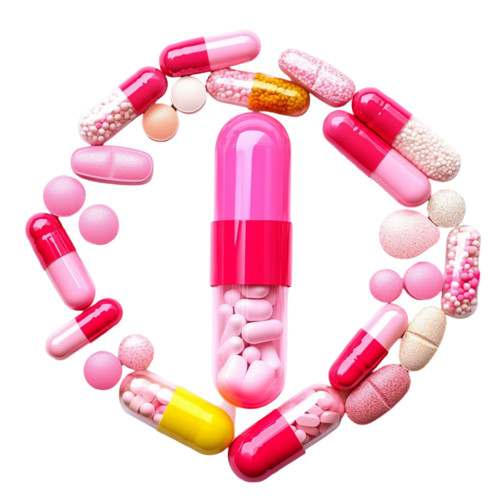 Pills and Capsules Arranged in a Circle png