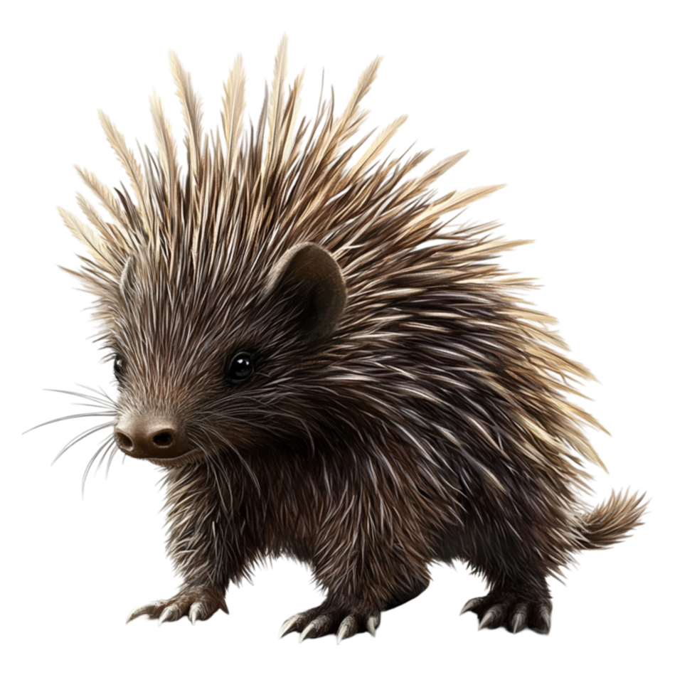 Porcupine Standing with Quills on Transparent Background png