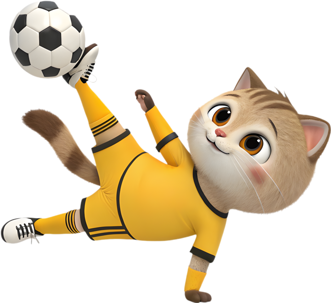 Athletic Kitten in Uniform Displaying Graceful Pose in Sports Game. . png