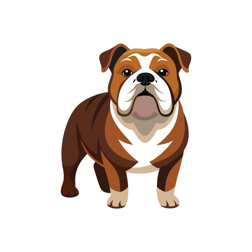Charming Cartoon-Style Bulldog Illustration Design on White Background vector