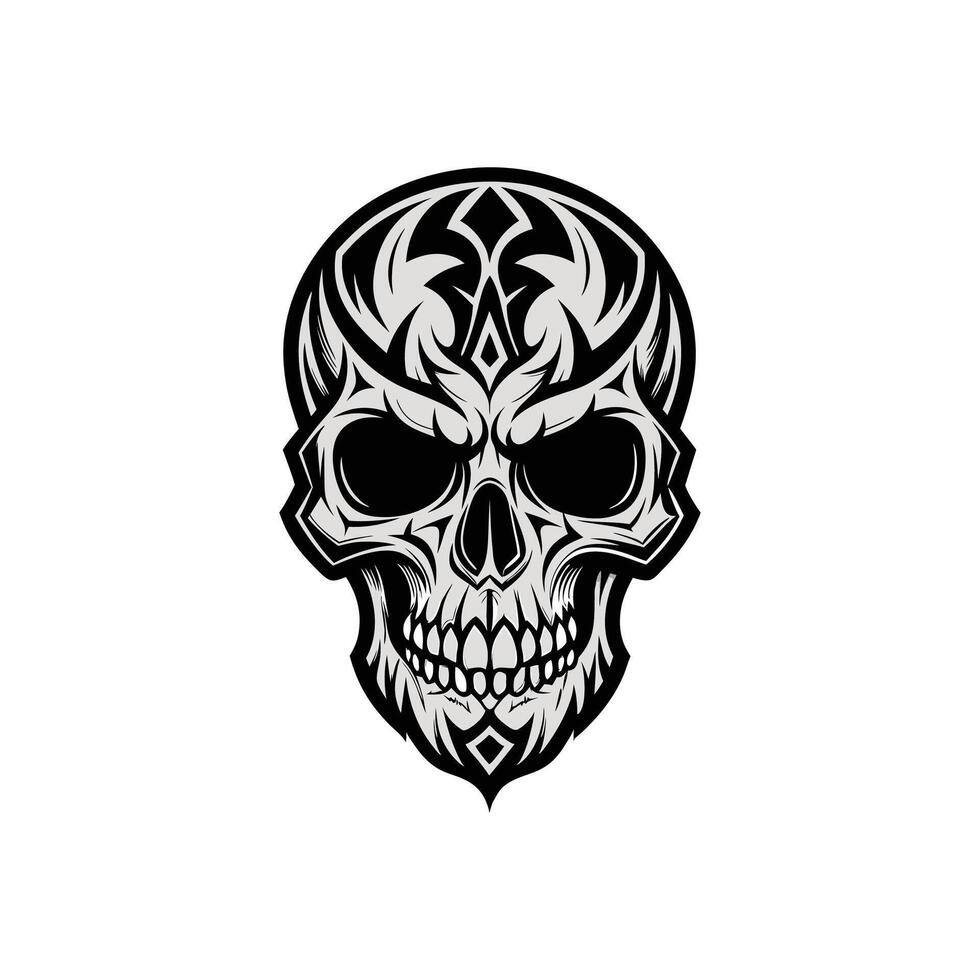 Intricate Skull Illustration for Edgy Designs on White Background vector