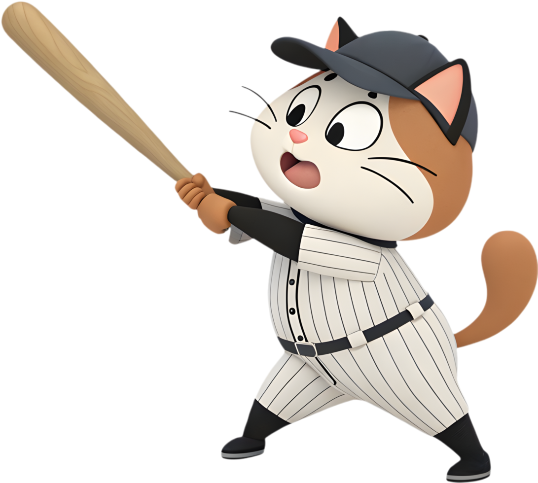 Graceful Kitten in Sports Uniform Displaying Action-Packed Pose. . png