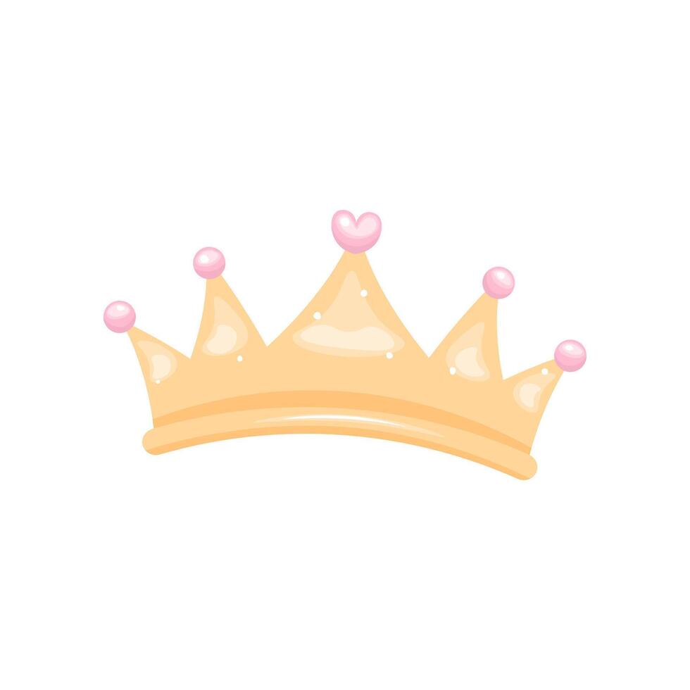 Cartoon crown in hand drawn style in color. stock image isolated on white background. Hand drawn cute cartoon illustration. For children's design vector