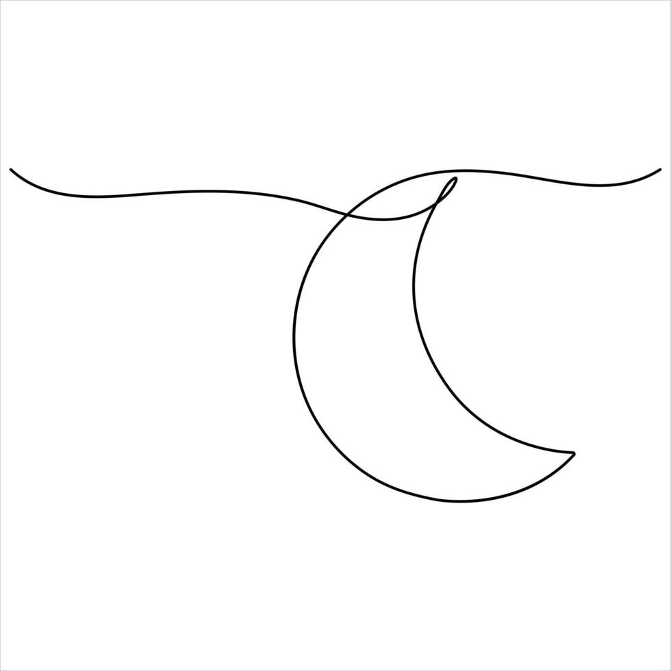 Crescent Moon One Line Drawing illustration vector