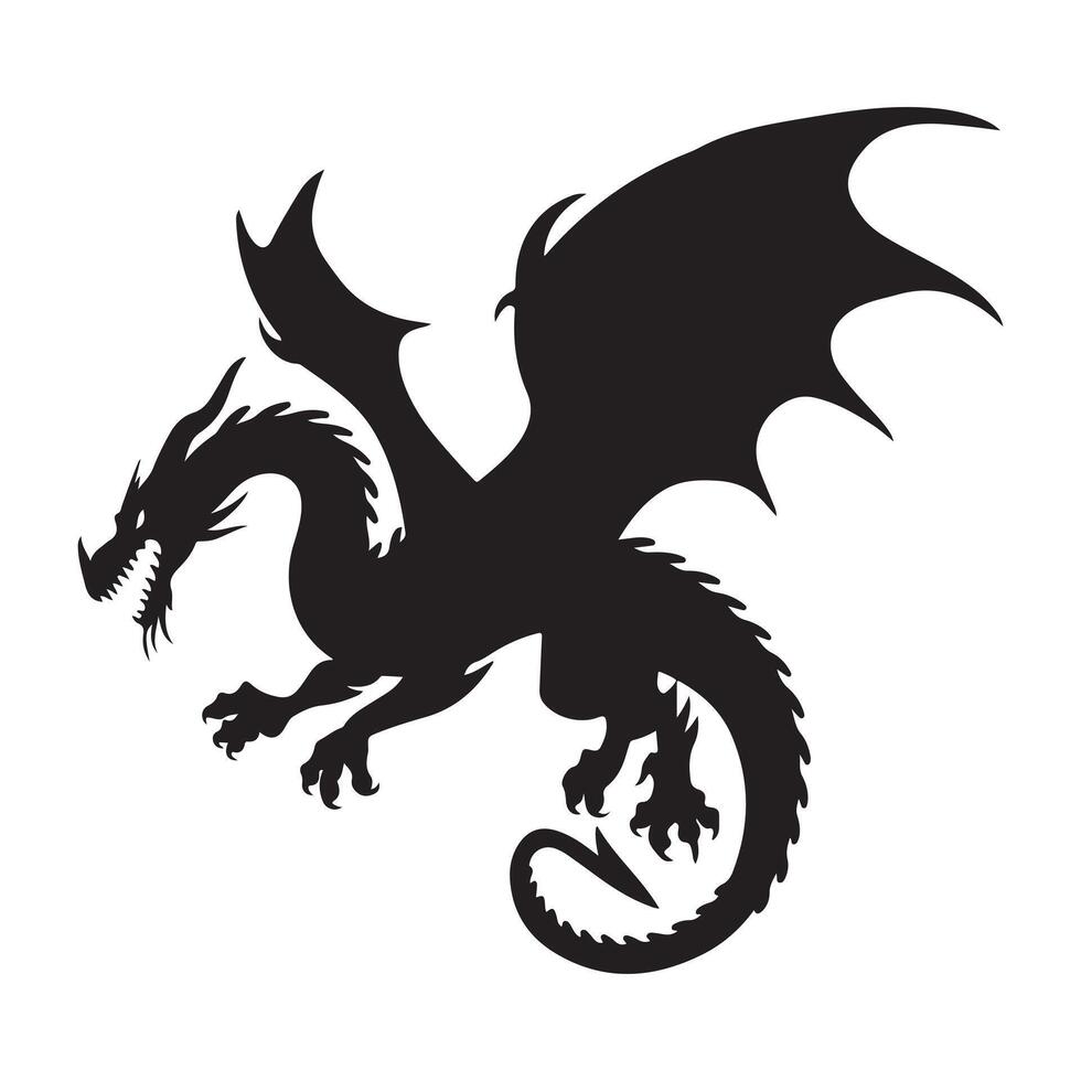 Flying Dragon Illustration for Tattoos and Decorative Projects vector