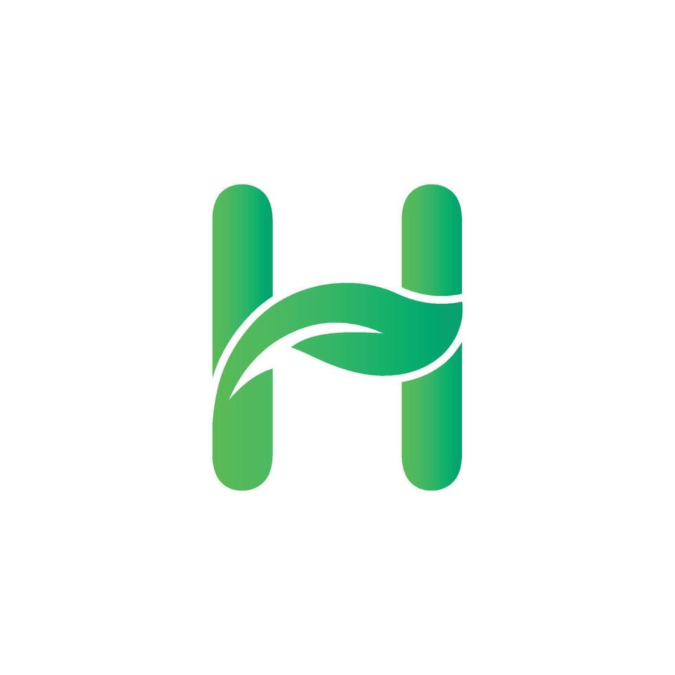 Letter H green leaf organic logo vector