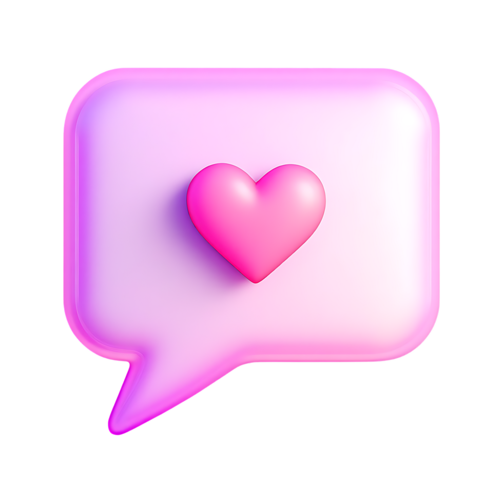 Chat bubble with a pink heart symbolizes digital communication and affection in online interactions png