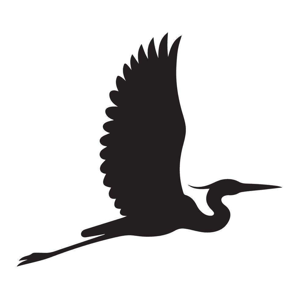 Great Blue Heron Silhouette in Flight Art vector