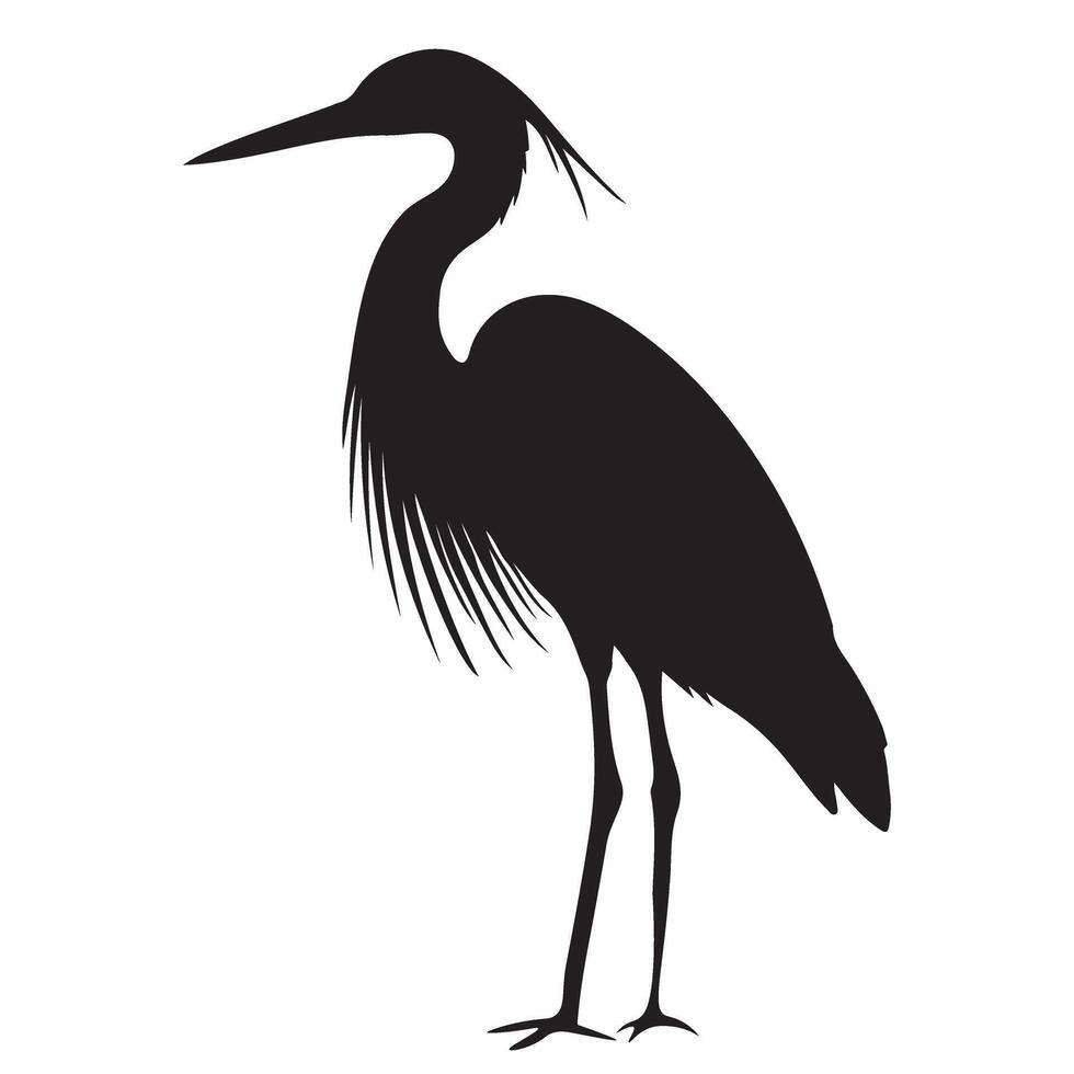 Elegant Heron Bird Silhouette Illustration vector