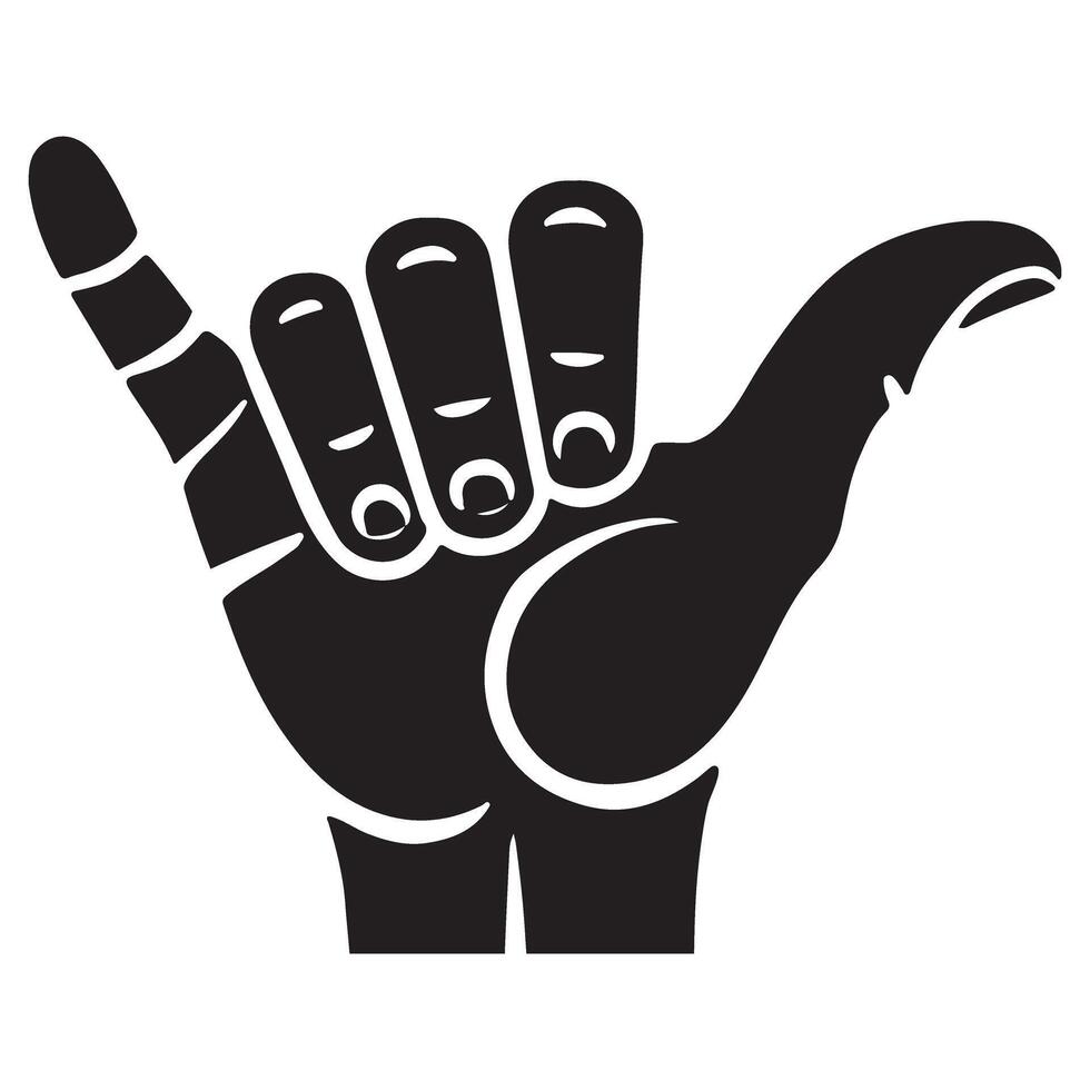 Hang Loose Hand Gesture Silhouette Illustration vector