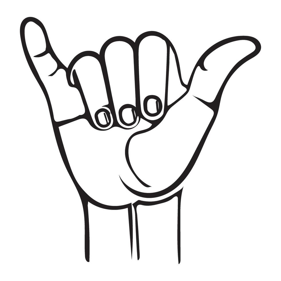 Silhouette of a Hand Showing Shaka Sign vector