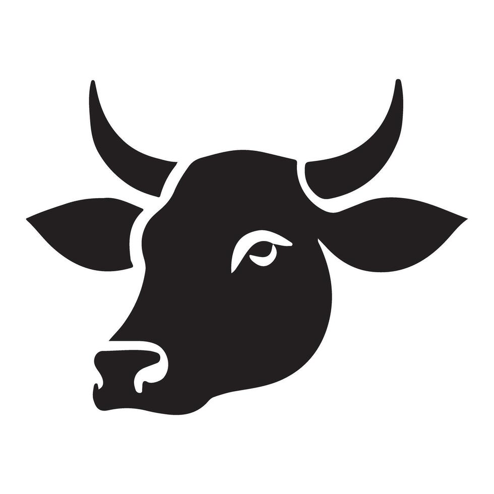 Cow Head Silhouette Illustration for Branding and Design vector