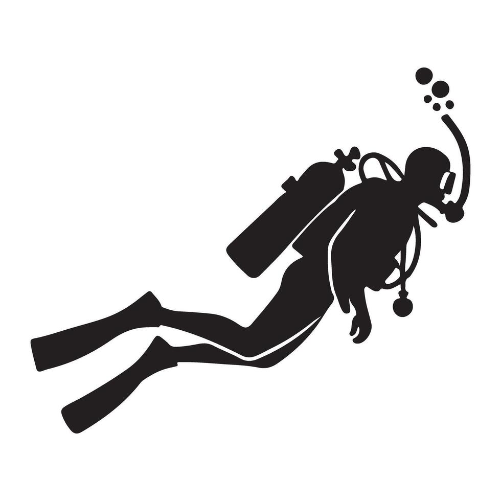 Scuba Diver Silhouette Illustration for Underwater Adventures vector