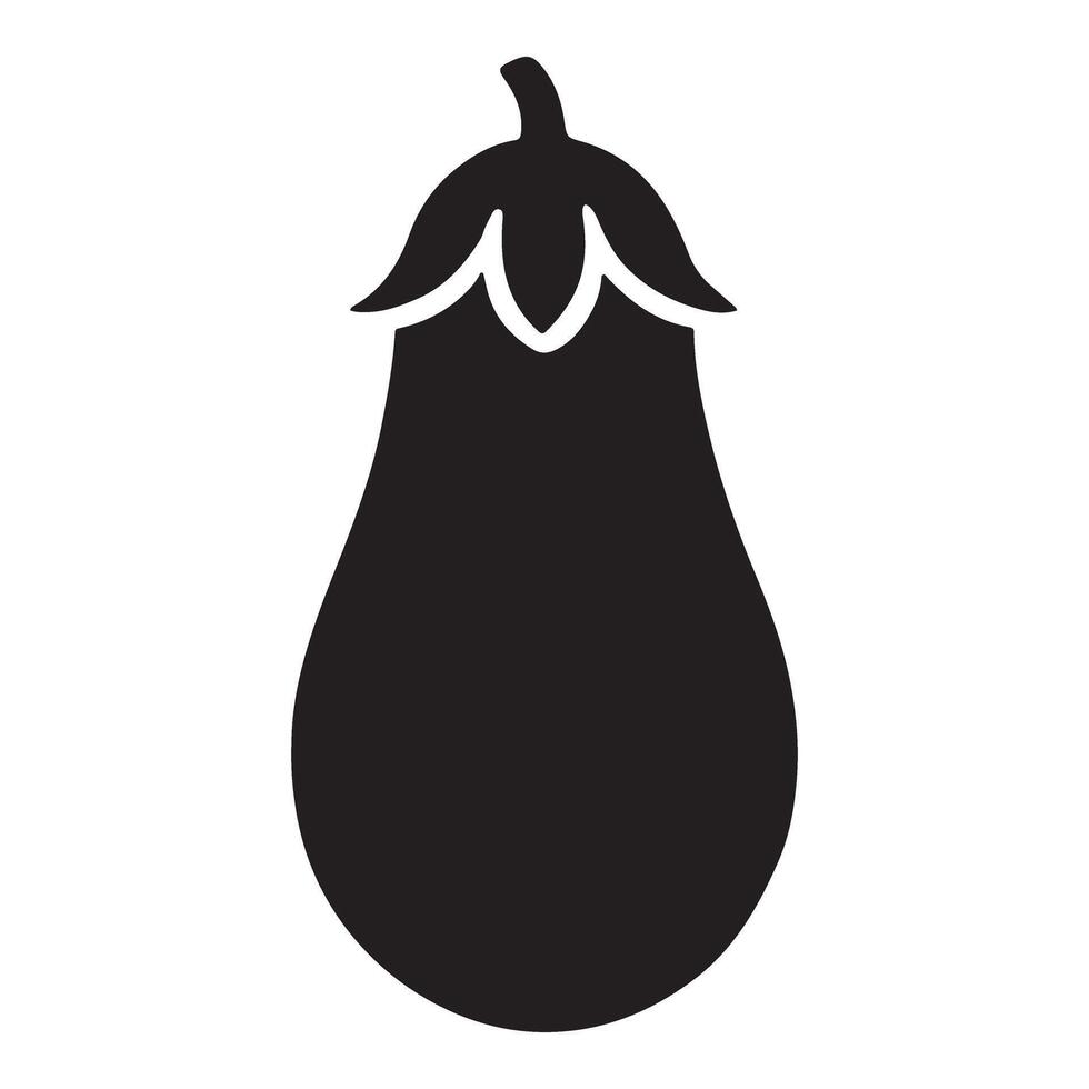 Simple Eggplant Silhouette Illustration Vegetable Icon vector