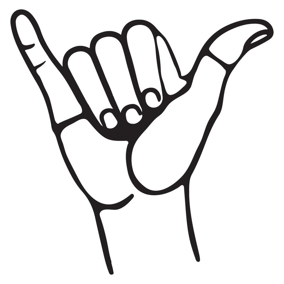 Hang Loose Hand Gesture design Silhouette Illustration vector