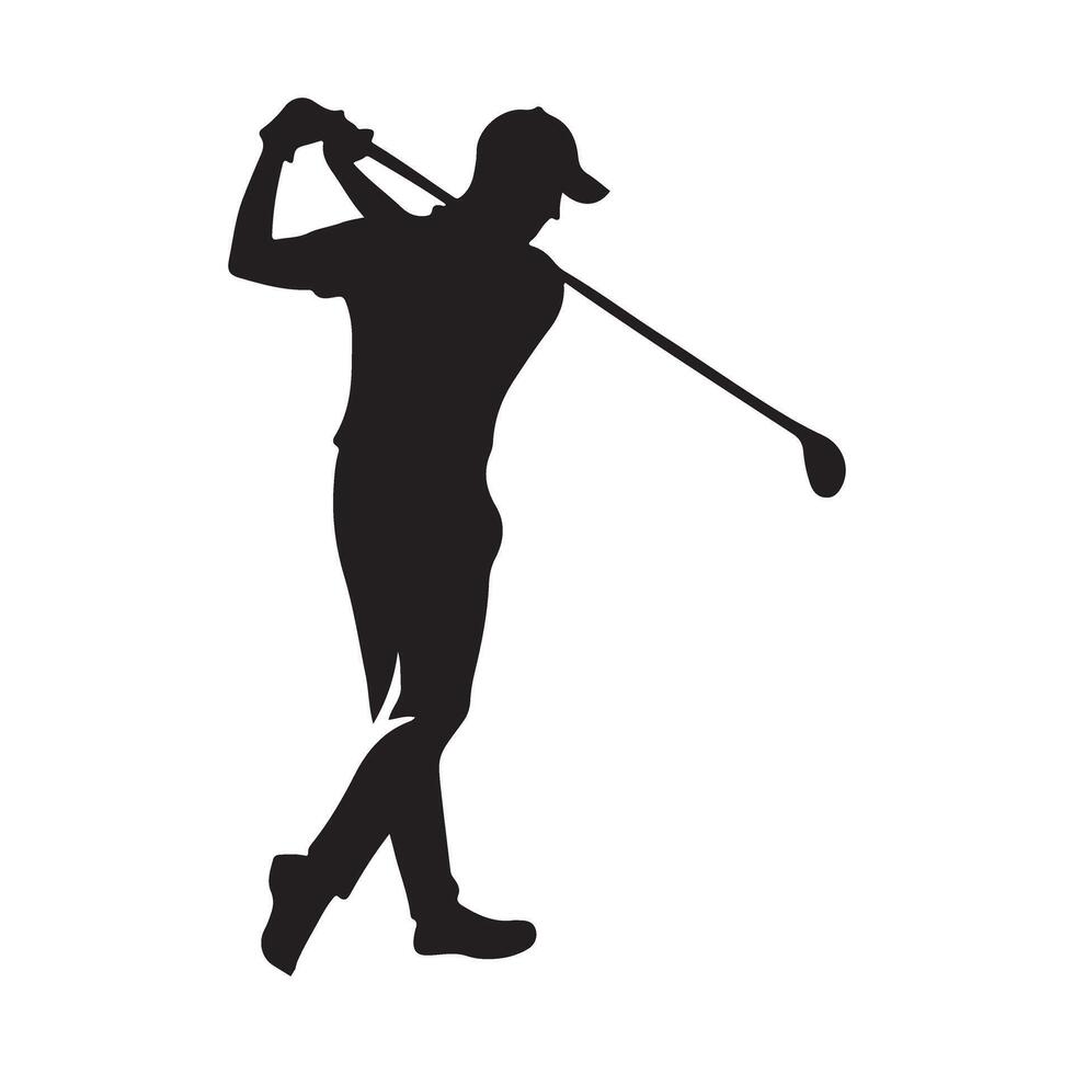 Golfer Silhouette Action Pose Illustration Graphic vector