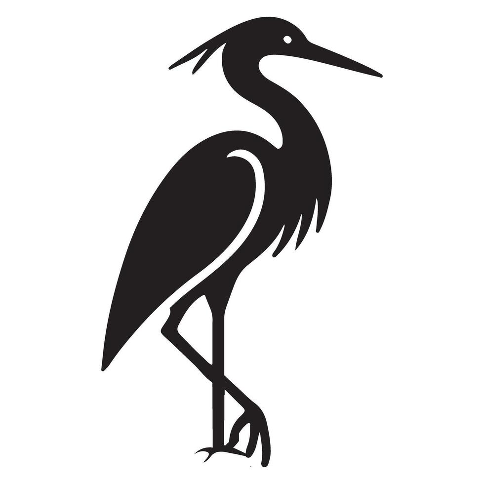 Elegant Silhouette of a Heron Bird Illustration vector