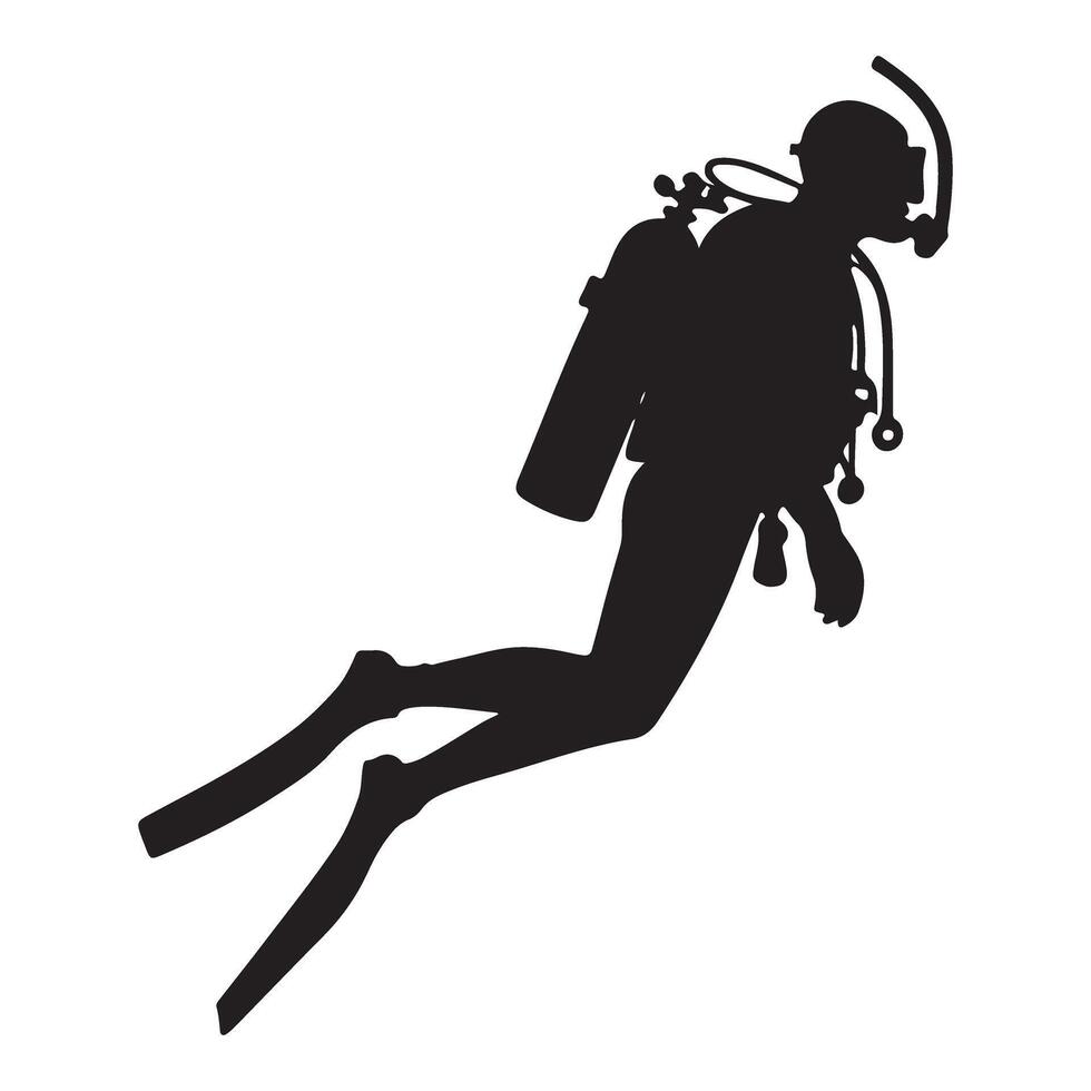 Scuba Diver Silhouette Illustration vector