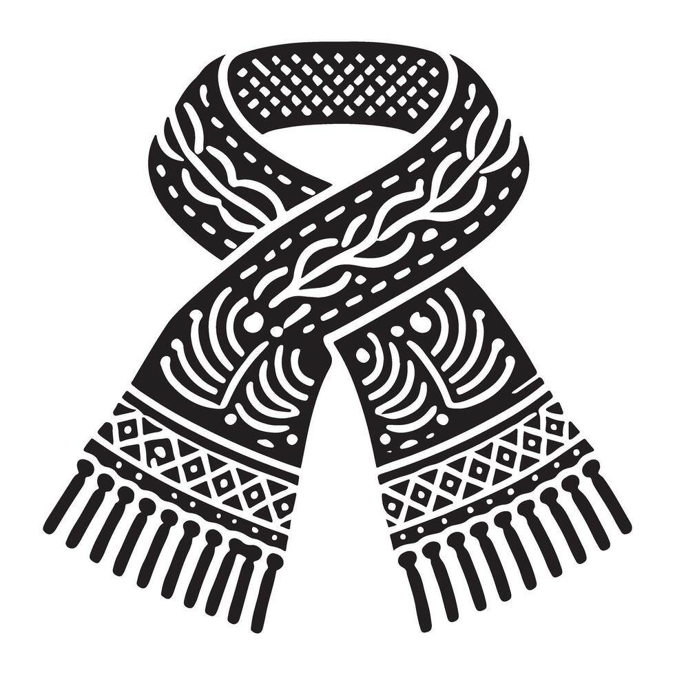 Woven Winter Scarf Silhouette Illustration for Fashion Designs vector