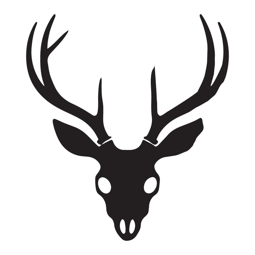 Deer Skull Silhouette with Antlers Illustration vector