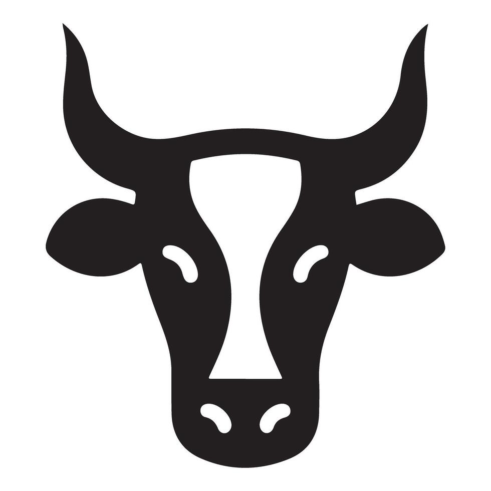 Detailed Cow Head Silhouette Art vector