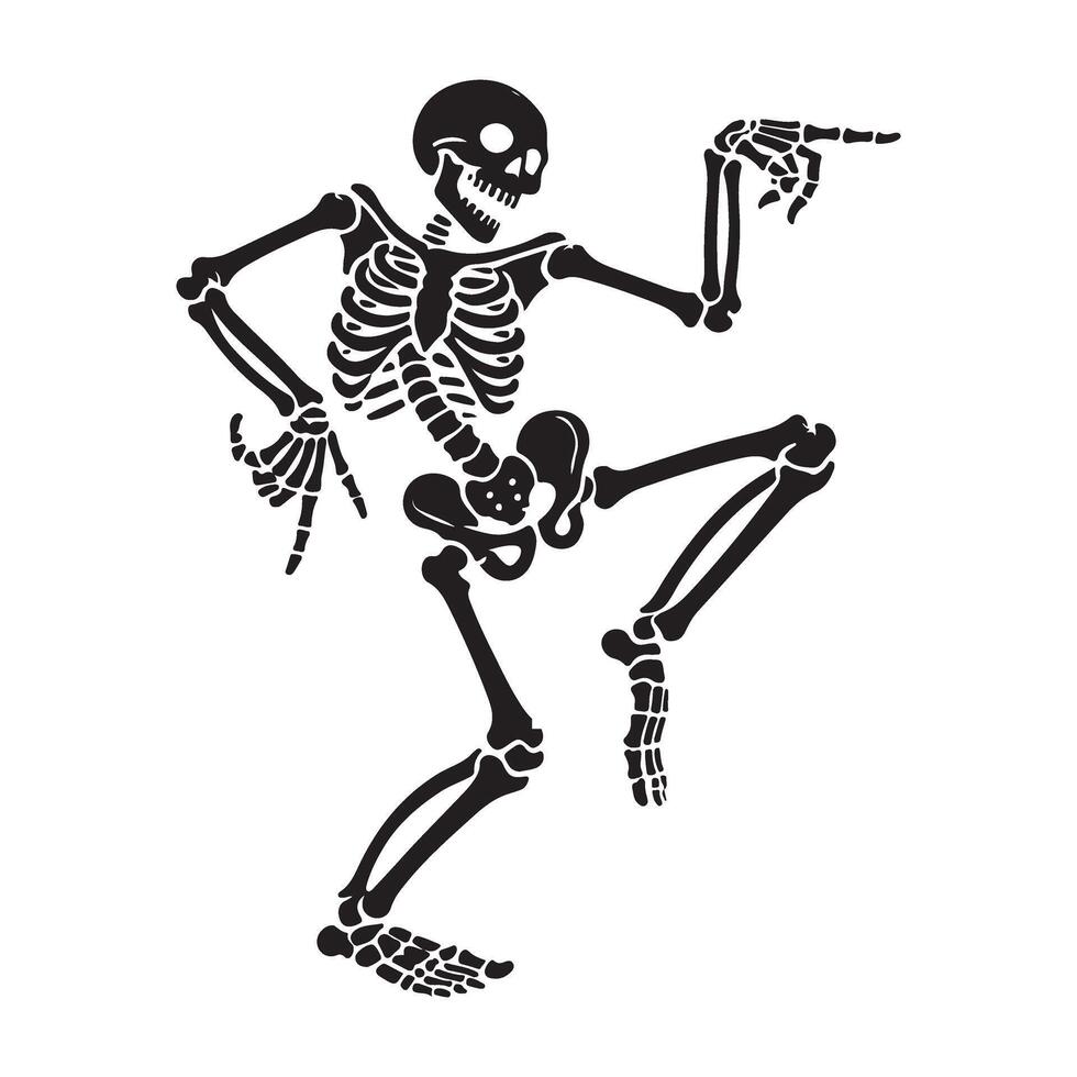 Dancing Skeleton Silhouette Illustration vector