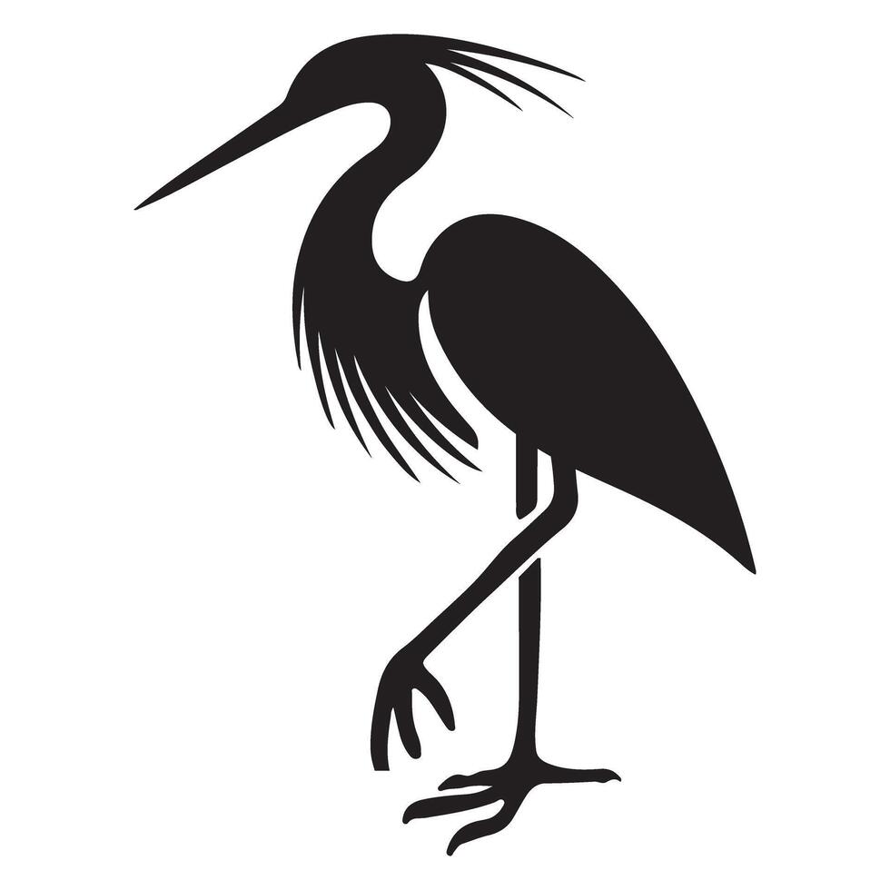Elegant Heron Bird Silhouette Art vector