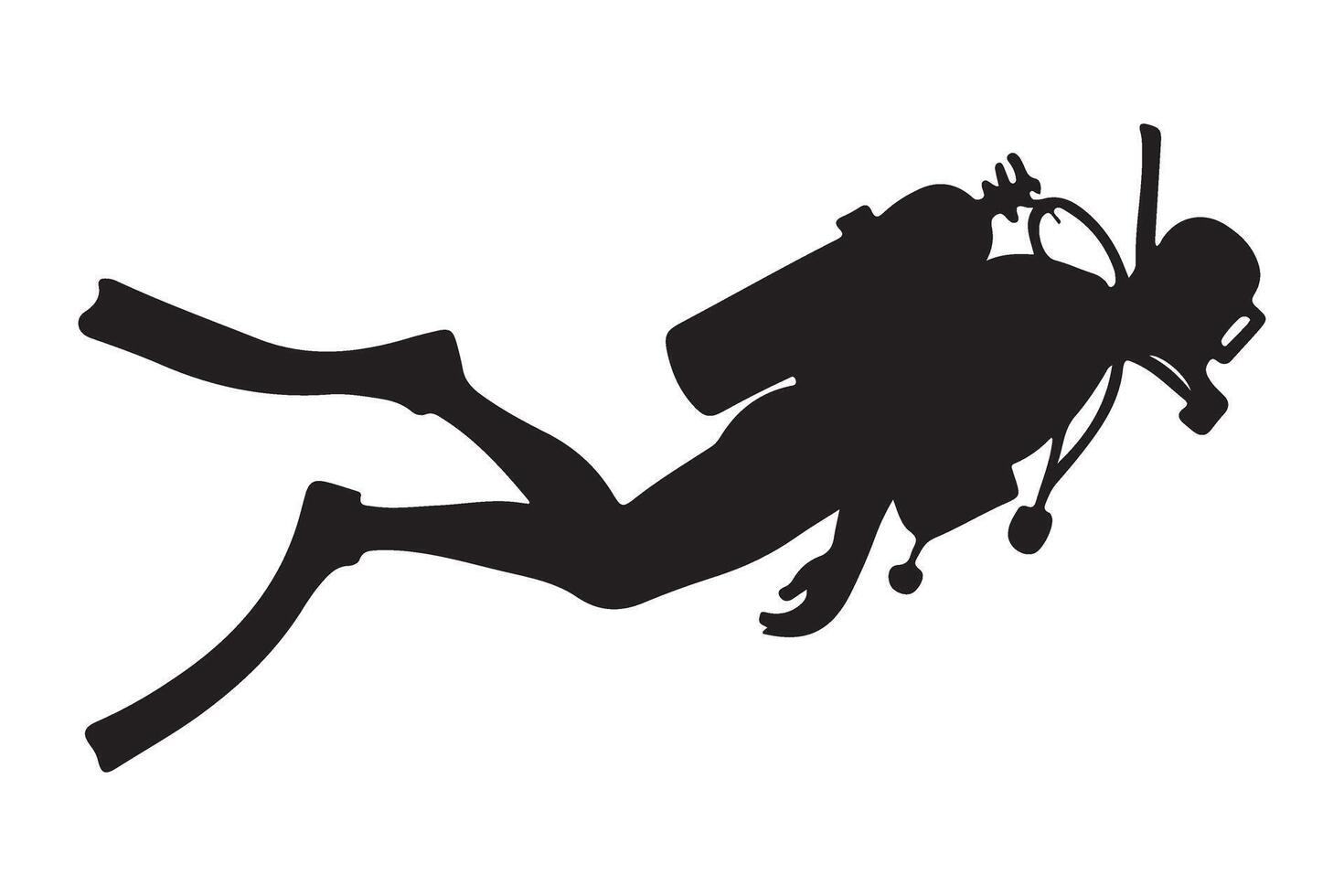 Underwater Scuba Diver Silhouette Graphic vector