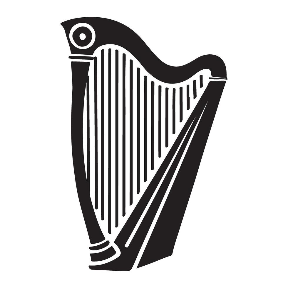 Elegant Harp Silhouette Graphic Design vector