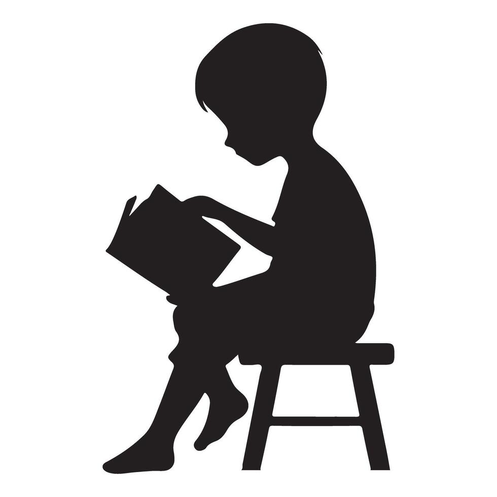Child Reading Book design Silhouette Illustration vector