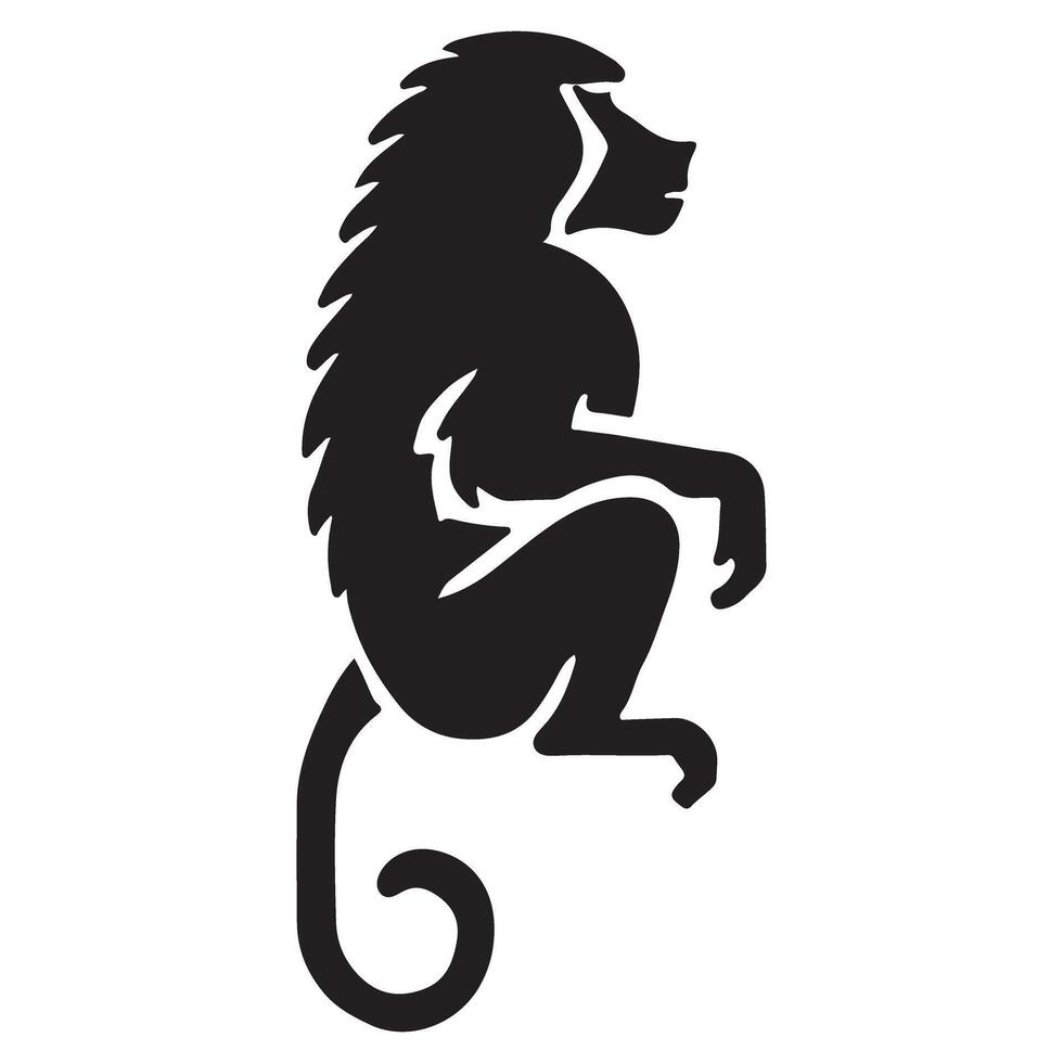 Sitting Baboon Silhouette Illustration vector