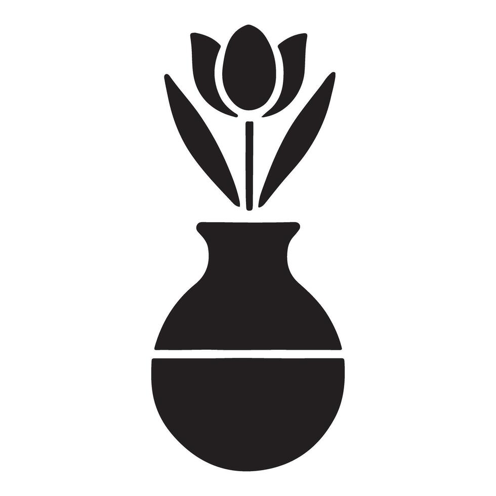 Elegant Silhouette Tulip in a Simple Vase Illustration vector
