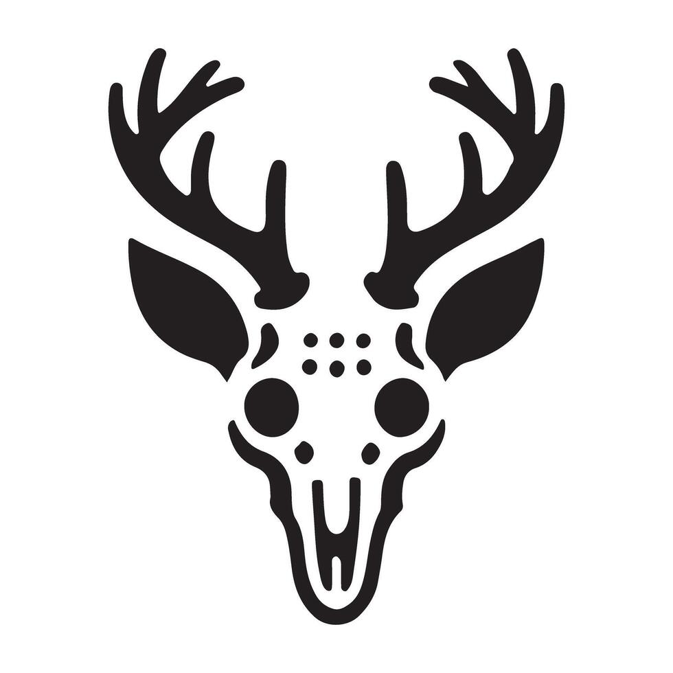 Silhouette of a Deer Skull with Antlers vector