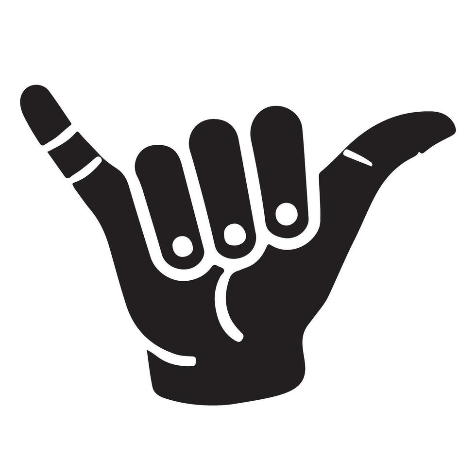 Hang Loose Hand Gesture Silhouette Art vector