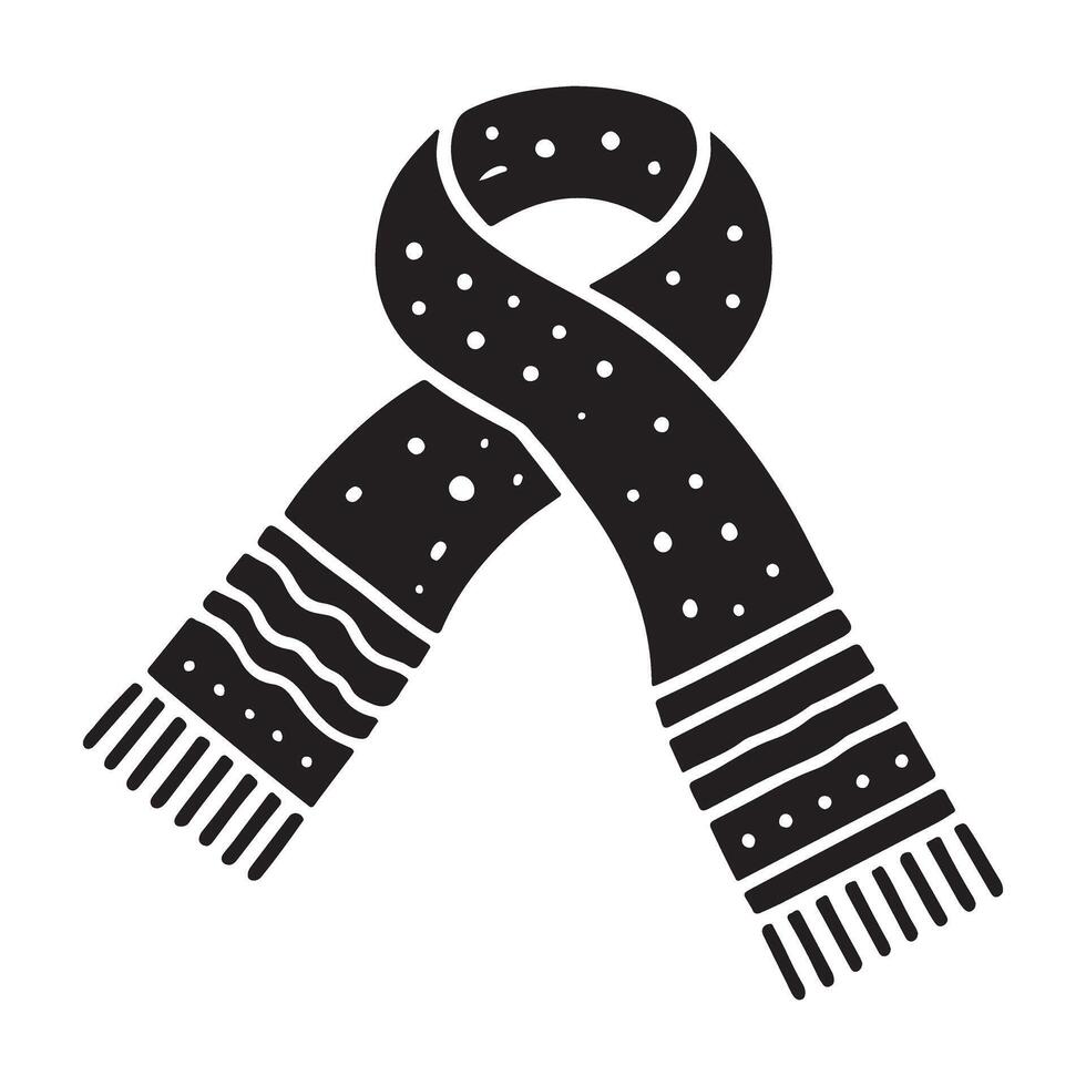 Silhouette of a Cozy Knitted Winter Scarf vector