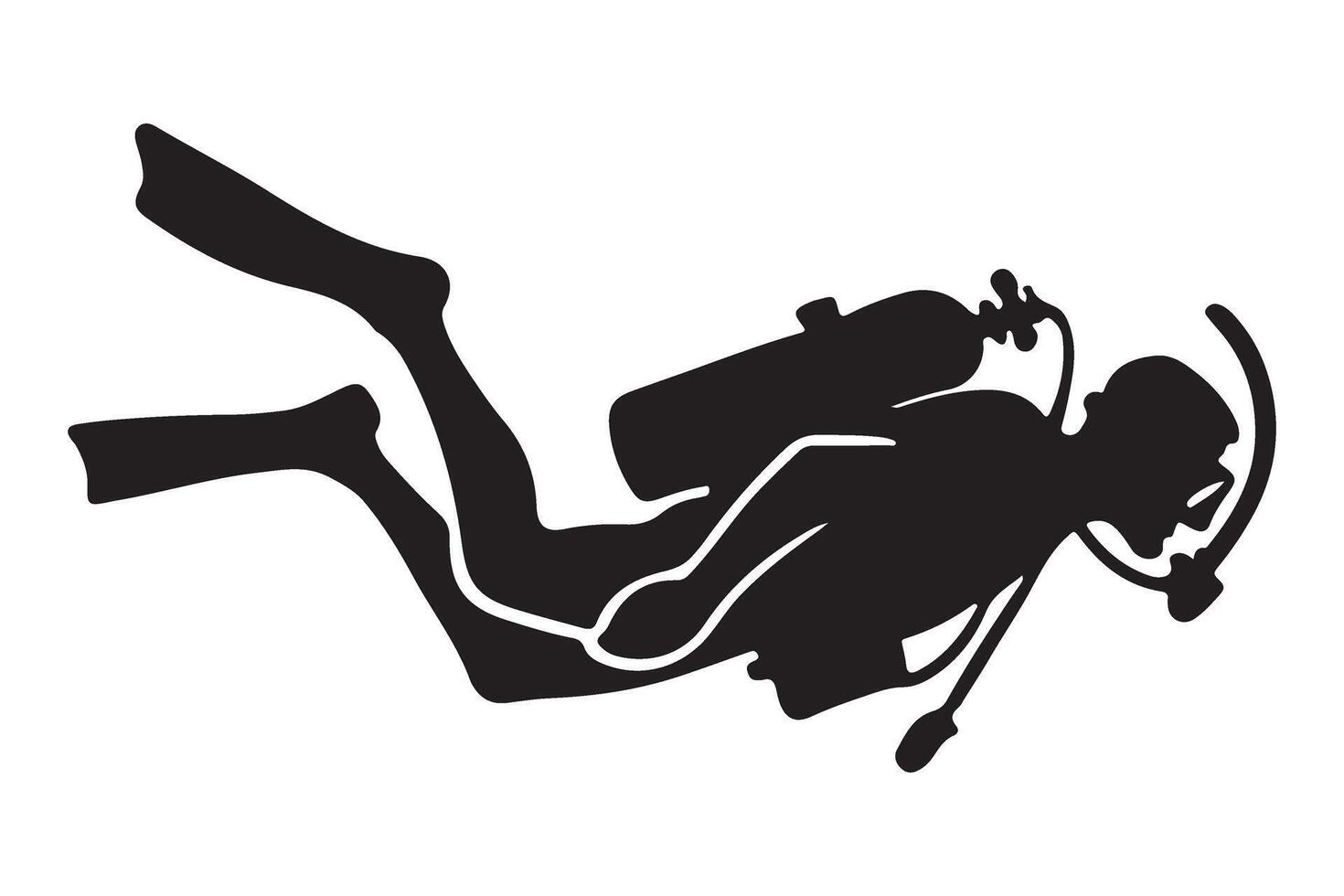 Active Scuba Diver Silhouette Image vector
