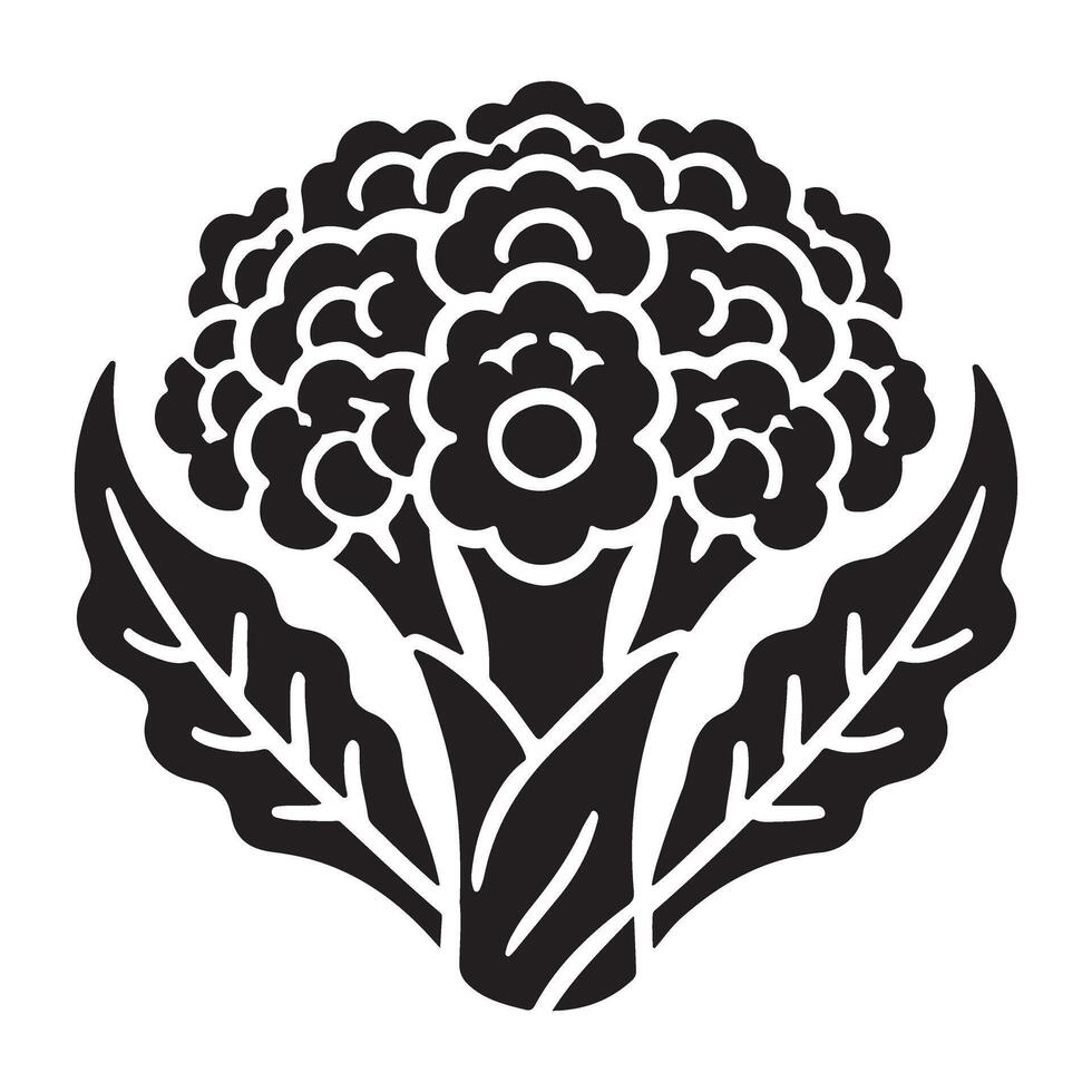 Cauliflower Silhouette Illustration Graphic for Food Design vector