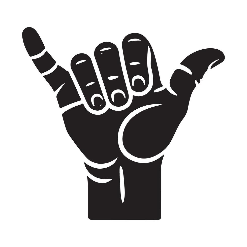 Hang Loose Hand Gesture Silhouette design vector