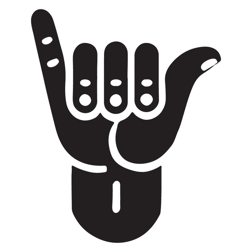 Hang Loose Hand Gesture Silhouette Icon Illustration vector