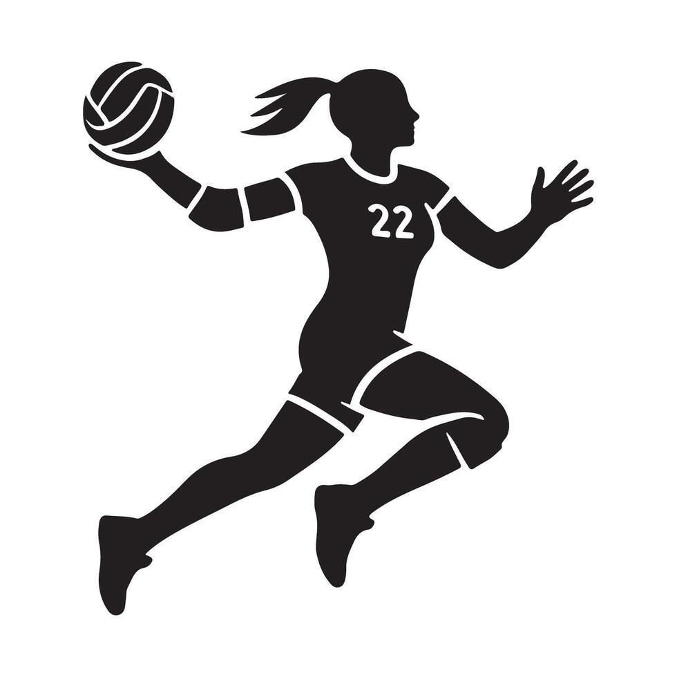 Female Volleyball Player Silhouette in Action vector