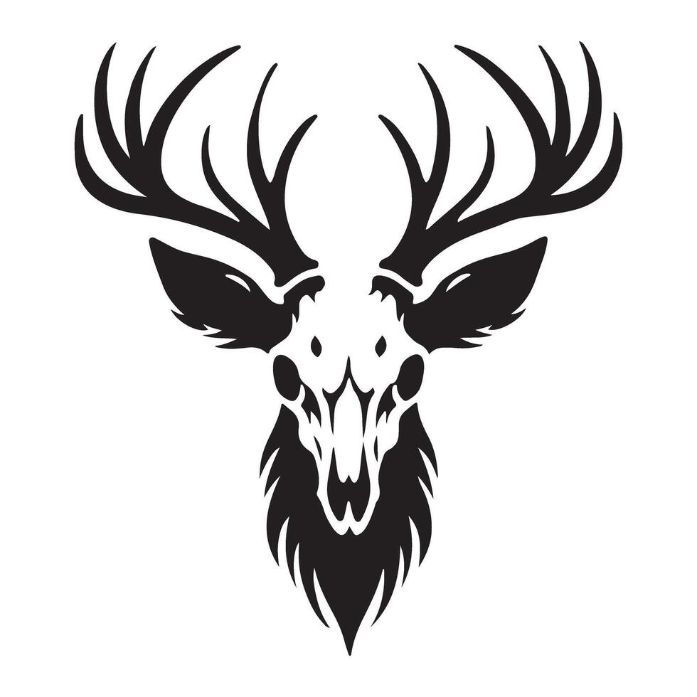 Deer Skull Silhouette with Antlers Art vector