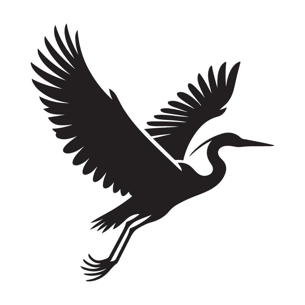 Flying Heron Silhouette Graphic Illustration vector