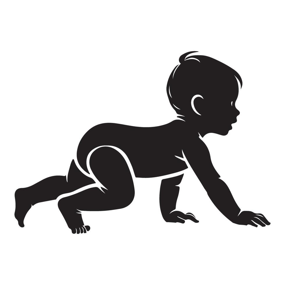 Crawling Baby Silhouette Illustration design vector
