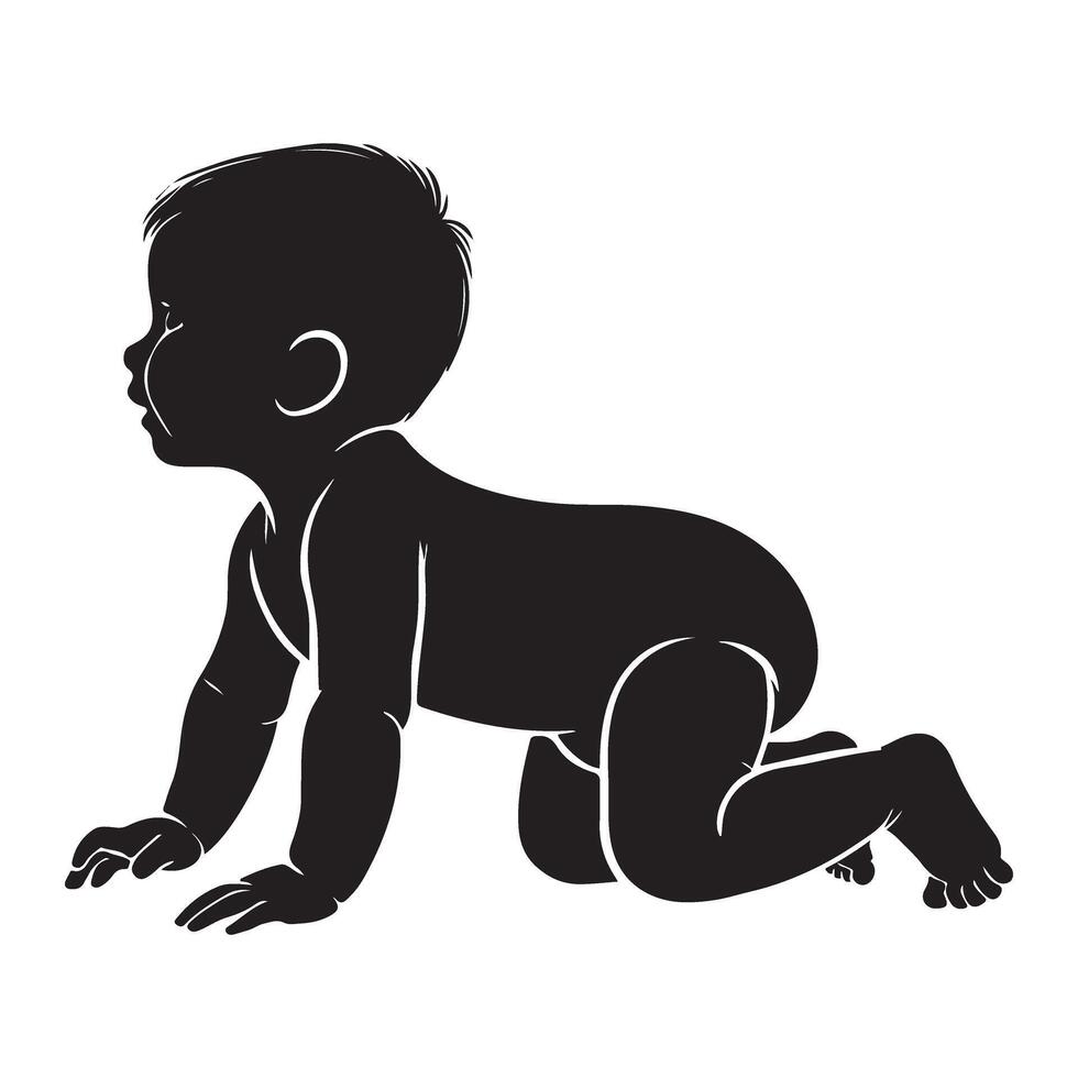 Adorable Crawling Baby Silhouette Art vector