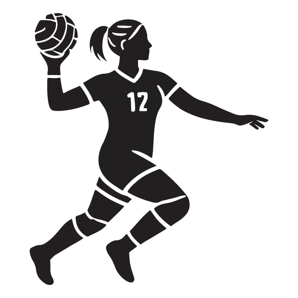 Dynamic Female Volleyball Player Silhouette vector